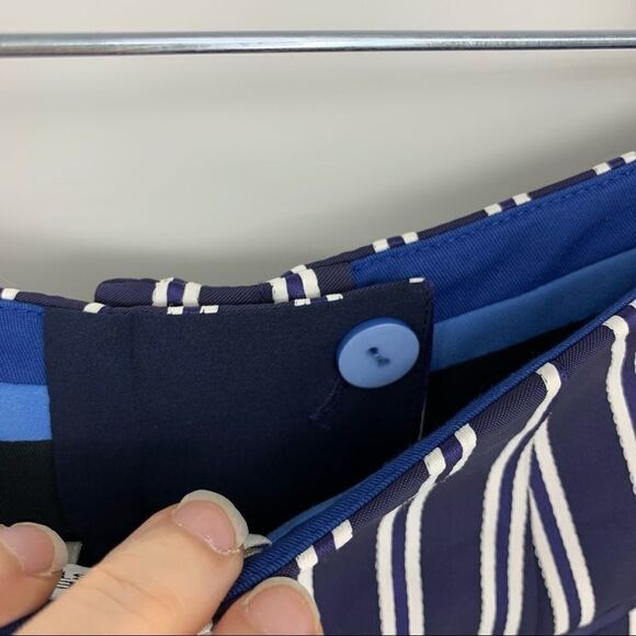 Diane Von Furstenburg Blue Striped Twill Wide-leg Pants - Picture 6 of 11